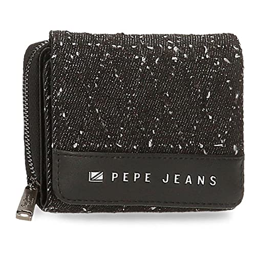 Pepe Jeans Daila portfel z torebką, czarny, 10 x 8 x 3 cm, bawełna, poliester i PU, czarny/biały, portfel z portfelem, czarny/biały, Portfel z portfelem