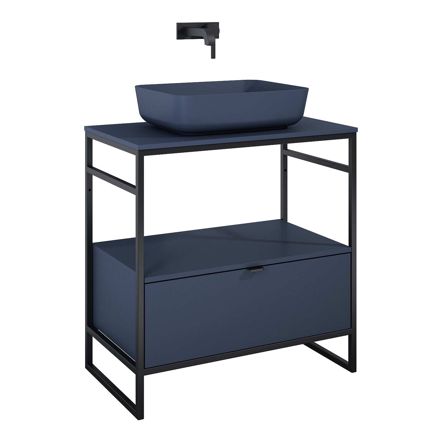 ELITA  INDUS 80 1S NAVY BLUE MATT DO STELAŻA SZAFKA PODUMYWALKOWA STOJĄCA NA NÓŻKACH 168754