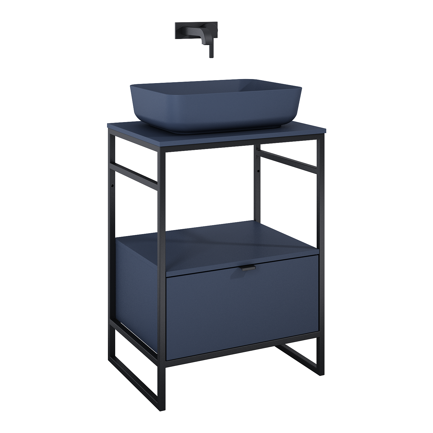 ELITA  INDUS 60 1S NAVY BLUE MATT DO STELAŻA SZAFKA PODUMYWALKOWA STOJĄCA NA NÓŻKACH 168753