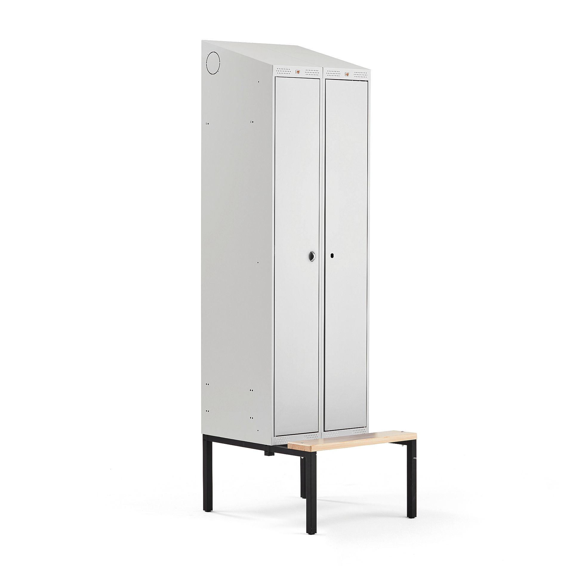 Szafa ubraniowa CLASSIC COMBO, z ławeczką, 2 drzwi, 2290x600x550 mm, szary