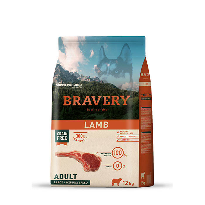 Bravery Dog ADULT Large Medium Grain Free Lamb 12 kg