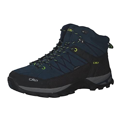 CMP Rigel Mid WP, męskie buty trekkingowe i turystyczne, 08mf Blue Ink Yellow Fluo, 39 EU