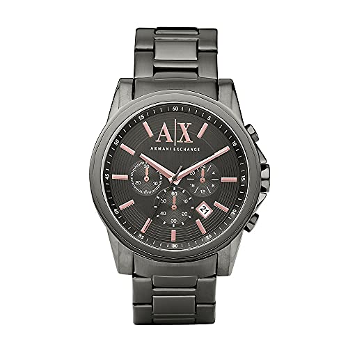 Armani Exchange Męski chronograf, zegarek ze stali nierdzewnej, rozmiar koperty 45 mm, szary, AX2086