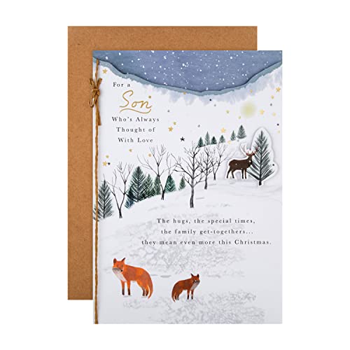 Hallmark Kartka świąteczna dla syna - tradycyjny zimowy wzór ilustracyjny