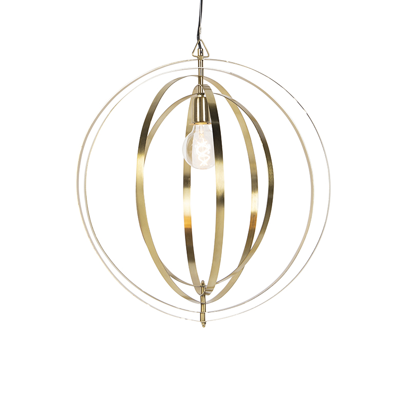 QAZQA Vintage lampa wisząca mosiężna - Pierścienie