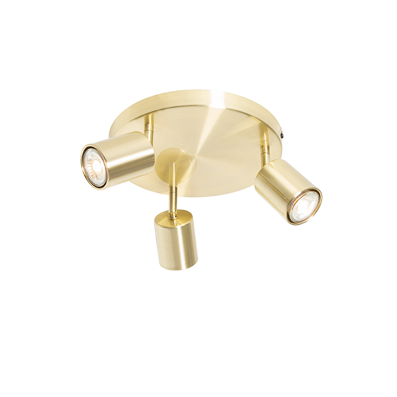 QAZQA Nowoczesna lampa sufitowa mosiężna regulowana okrągła 3 światła - Java