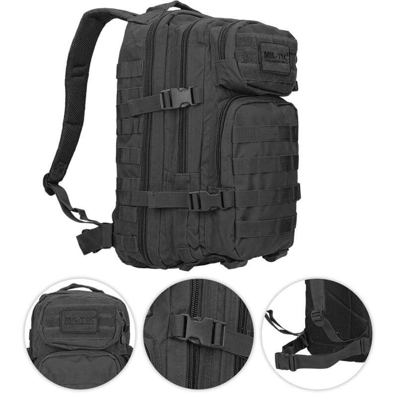 Mil-Tec Plecak wojskowy 2-komorowy Assault Small 20 Black roz uniw 14002002) 14002002