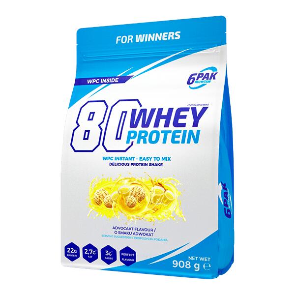 6PAK Nutrition 80 Whey Protein 908g / White Chocolate Cherry