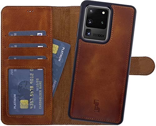Burkley Skórzane etui na telefon komórkowy 2 w 1 do Samsung Galaxy S20 Ultra – zdejmowana osłona tylna, ochrona 360°, blokada RFID – kompatybilne z Galaxy S20 Ultra