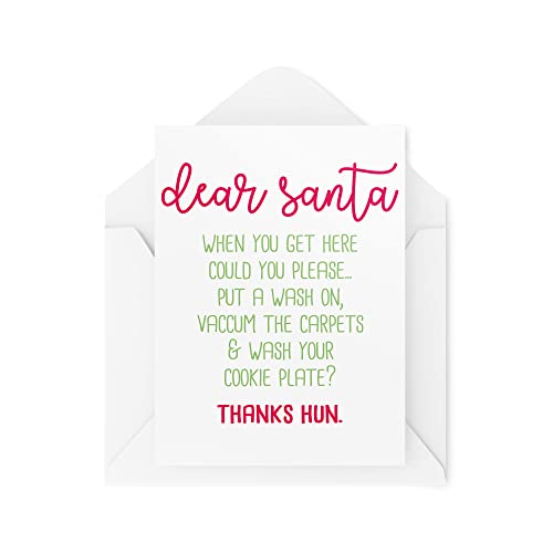 Śmieszne kartki świąteczne | 'Dear Santa When You Get Here Could You' | 'For Her Him' nowość żart banter dorosły świąteczny sarkazm | CBH719