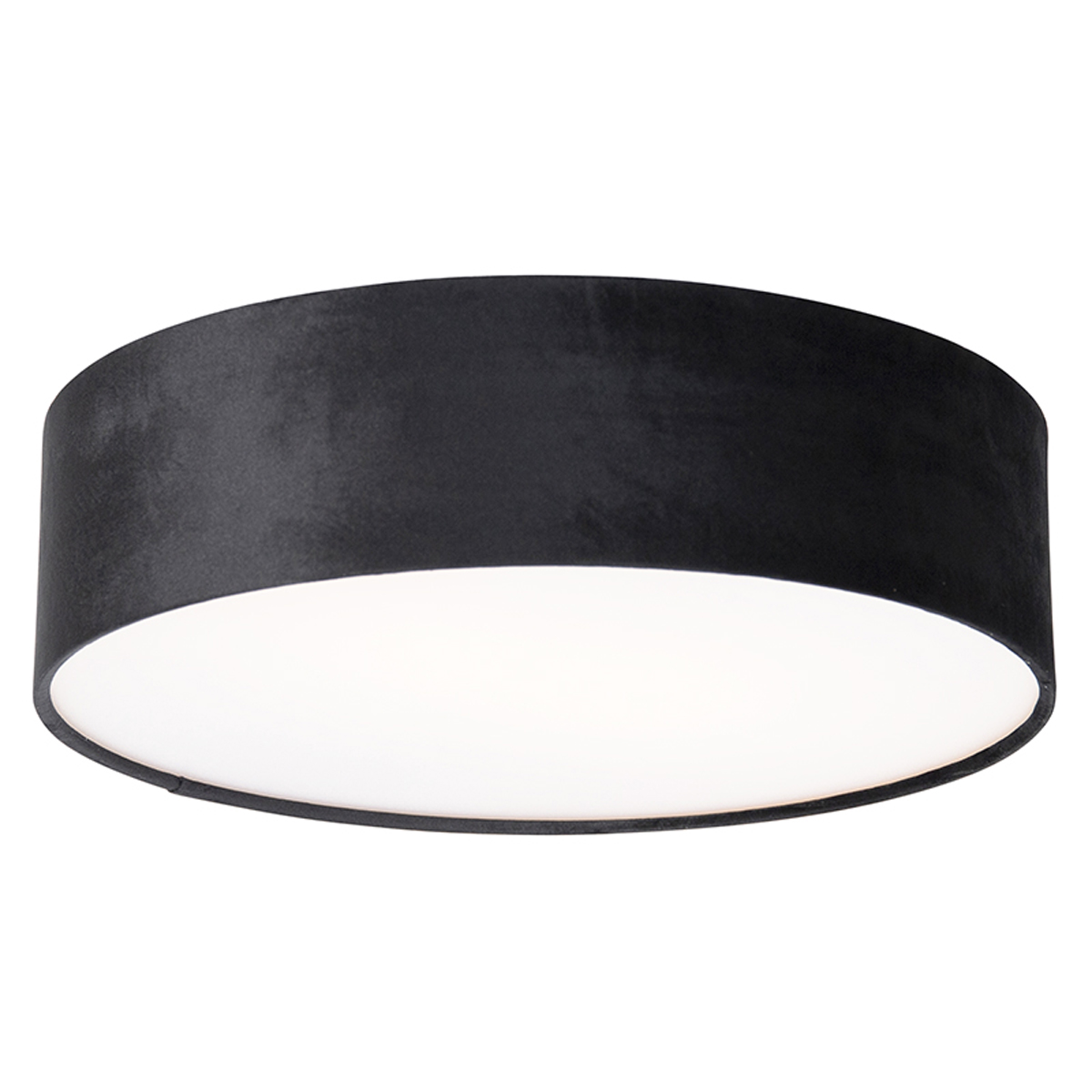 QAZQA Lampa sufitowa czarna 40 cm ze złotym wnętrzem - Drum