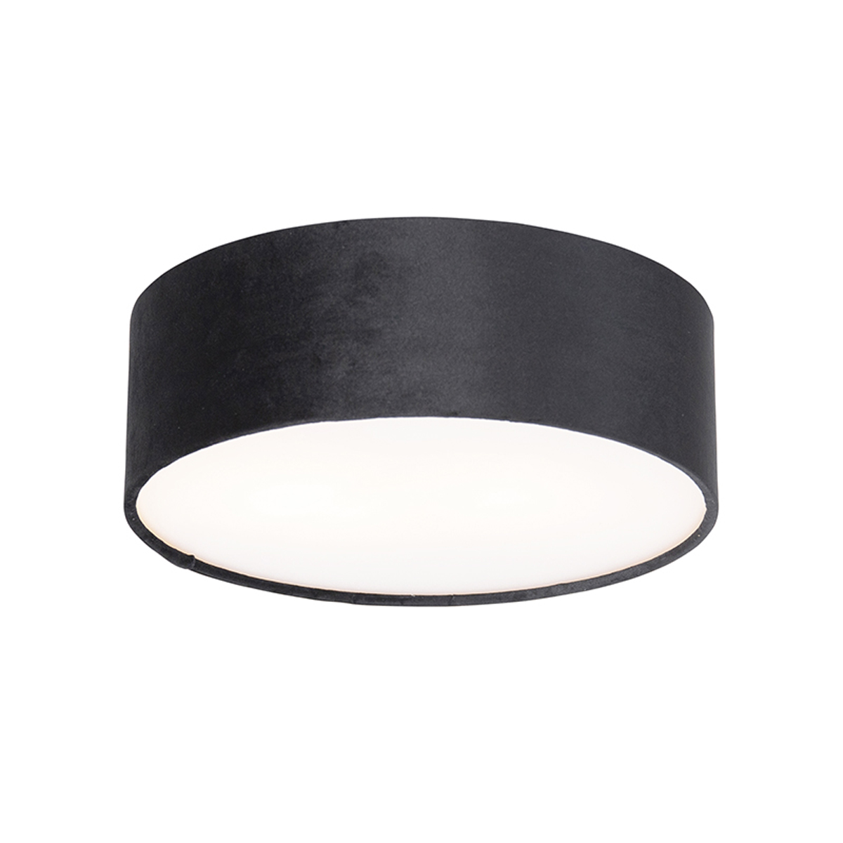 QAZQA Lampa sufitowa czarna 30 cm ze złotym wnętrzem - Drum
