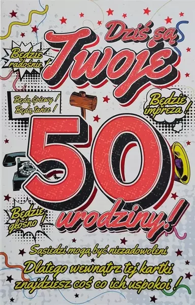 Karnet Urodzinowy z zawieszką 50 - YEKU