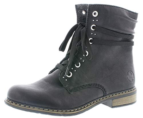 Rieker Damskie sztyblety 71218, damskie buty sznurowane, czarny - Czarny 00-42 EU