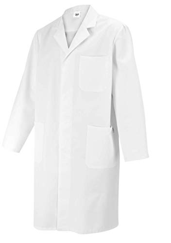 BP 1619-130-21-52l płaszcz dla mężczyzn, z długim rękawem, kołnierz z klapką, 205,00 g/m², czysta bawełna, biały, 52 l