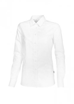BP 1560-682-21-50 bluzka damska z długimi rękawami z mankietami, 125,00 g/m² mieszanka materiałów ze stretchem, biała,50