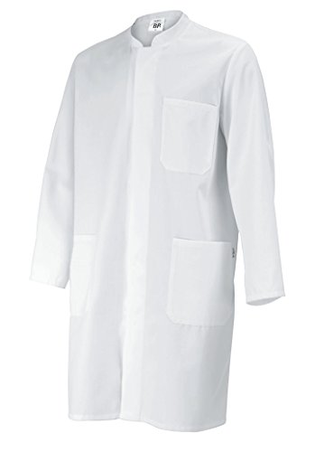 BP 1654-130-21-2XSn płaszcz uniseks, długi rękaw, stójka, 205,00 g/m², czysta bawełna, biały, 2XSn