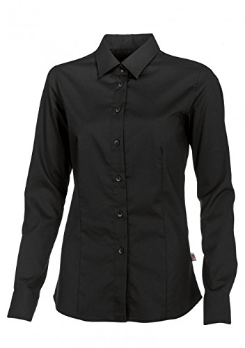 BP 1560-682-32-52 bluzka damska z długimi rękawami z mankietami, 125,00 g/m² mieszanka materiału ze stretchem, czarna,52