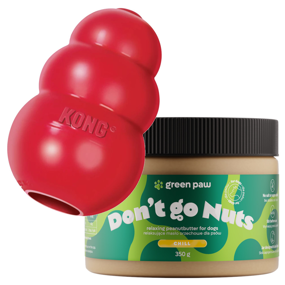 KONG Classic L + Green Paw Don’t go Nuts 350g - Masło orzechowe z CBD dla psów (Human Grade)