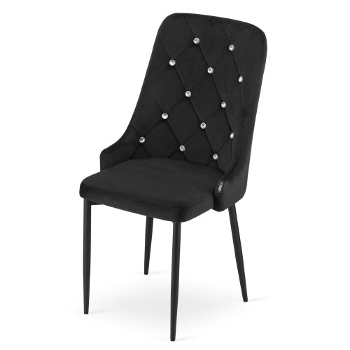 ELEGANCKIE KRZESŁO GLAMOUR CZARNY AKSAMIT ZESTAW 4 SZTUKI