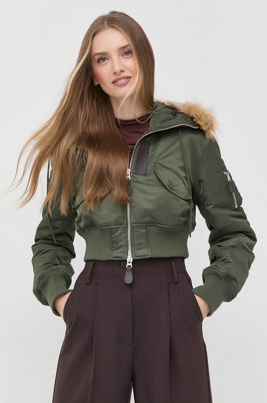 MAX&Co. kurtka bomber damski kolor zielony zimowa oversize - Max&Co.