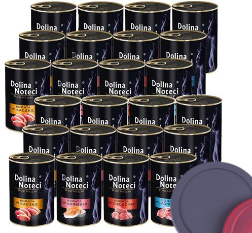 Dolina Noteci Premium dla kota mix smaków 24x400g + 3 pokrywki na puszki