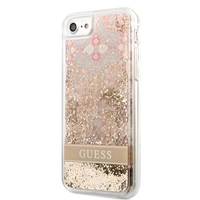 Guess Etui do iPhone SE 2022 / SE 2020 / 7 / 8 złoty/gold hardcase Paisley Liquid Glitter GUHCI8LFLSD