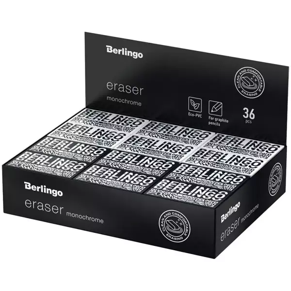 Gumka prostokątna Monochrome (36szt) - Berlingo
