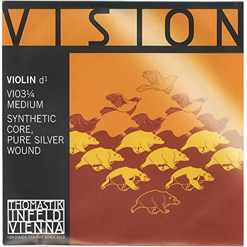 Thomastik Einzelsaite für 1/4 Violine Vision - D-Saite Kunststoffkern, Rein-Silber umsponnen, mittel
