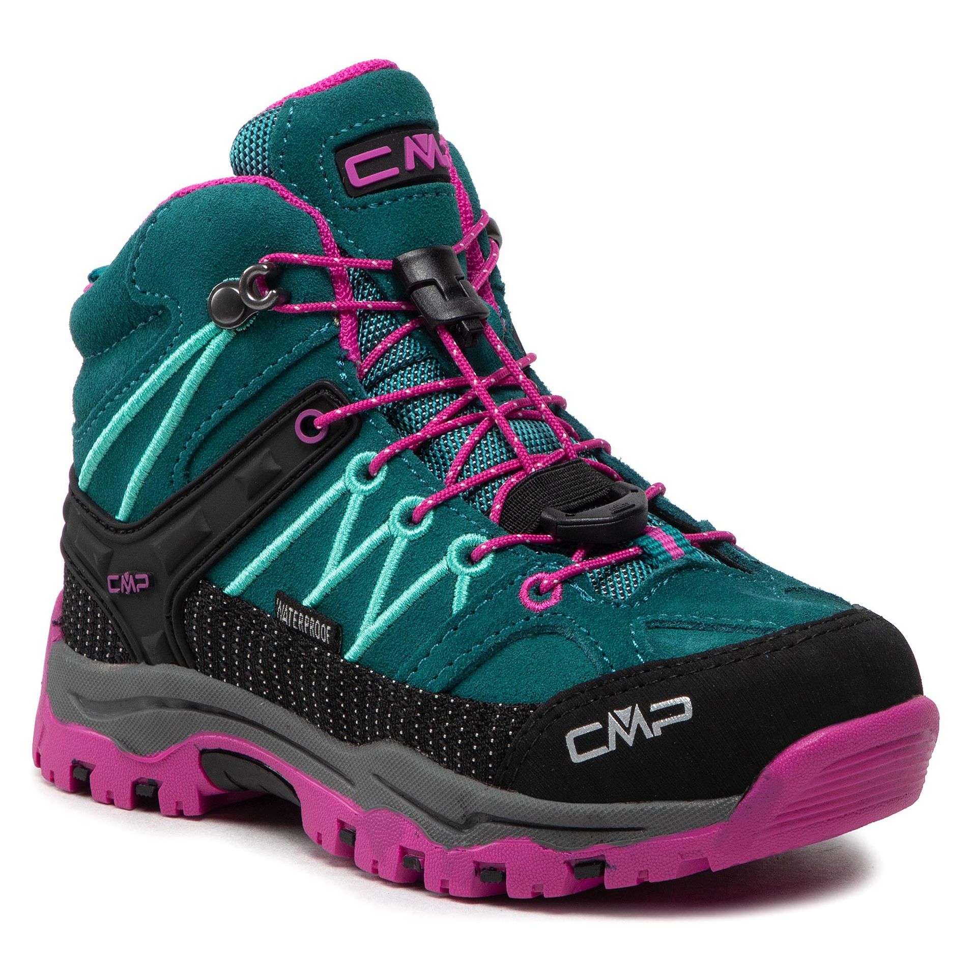 CMP Kids Rigel Mid Trekking Shoes Wp 3Q12944 Lake/Pink Fluo 26EL
