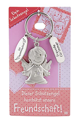 Depesche 7518-007 metalowy breloczek do kluczy z aniołem, brelok do kluczy i serdecznym przesłaniem, na prezent dla członków rodziny, przyjaciół i znajomych, srebrny