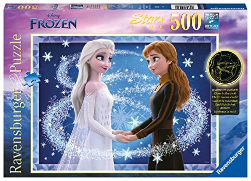 Ravensburger Puzzle 80531 80531-Siostry Anna i ELSA Disneys Kraina Lodu, 500 części puzzli Starline dla dorosłych i dzieci od 10 lat