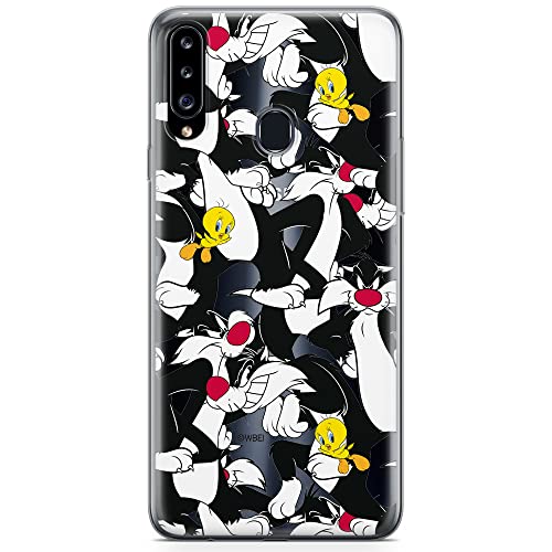 ERT GROUP etui na telefon Samsung A20S, case oryginalny i oficjalnie licencjonowany przez Looney Tunes, wzór Sylwester i Tweety 004, optymalnie dopasowane, plecki z TPU częściowo przeźroczyste
