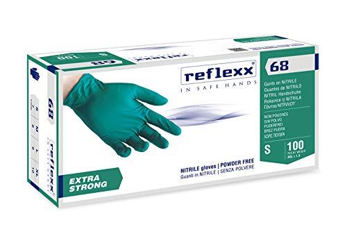 Reflexx R68/L rękawiczki nitrylowe, bez talku, rozmiar 6,0, zielony, 100 sztuk, M, zielony, 100