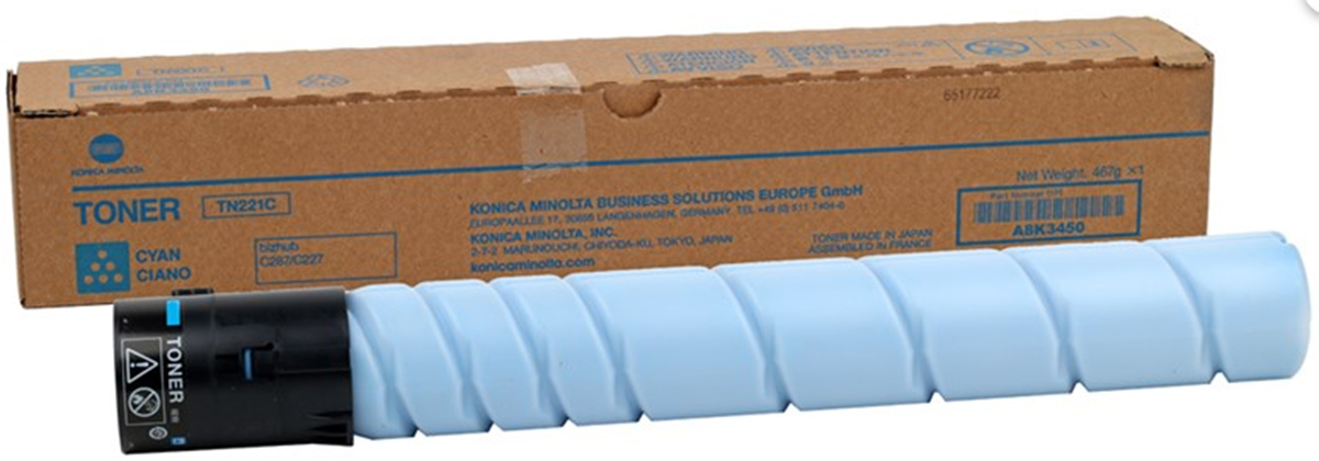 Toner Konica Minolta TN-221C do  BizHub  C227/287 | 10 500 str.| cyan połowa poj