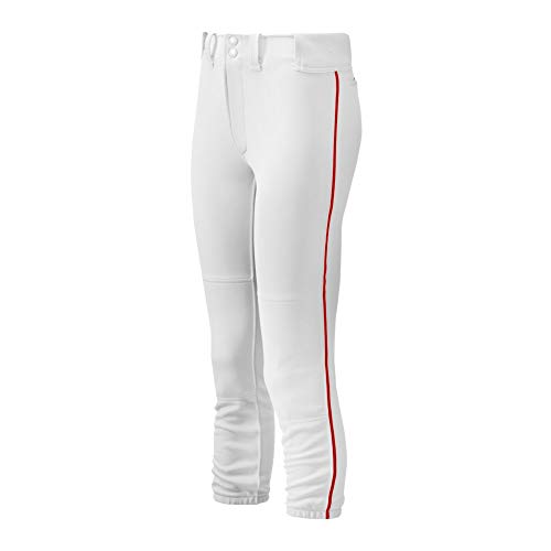 Mizuno Damskie spodnie z troczkiem (białe/czerwone, średni)