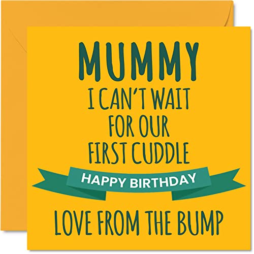 Zabawna kartka urodzinowa dla mamy - Pierwsze przytulanie - Kartki urodzinowe dla mamy od Bump, urocze prezenty urodzinowe dla matki, 145 mm x 145 mm specjalne kartki z życzeniami dla mamy