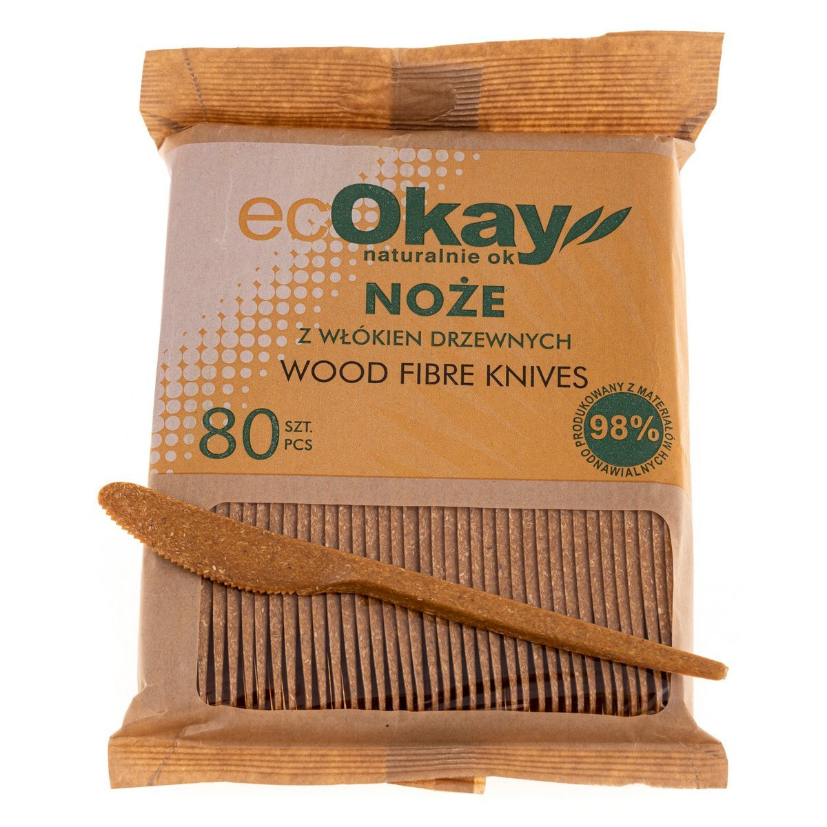 Nóż ecOkay z włókien drzewnych 17cm 80szt.