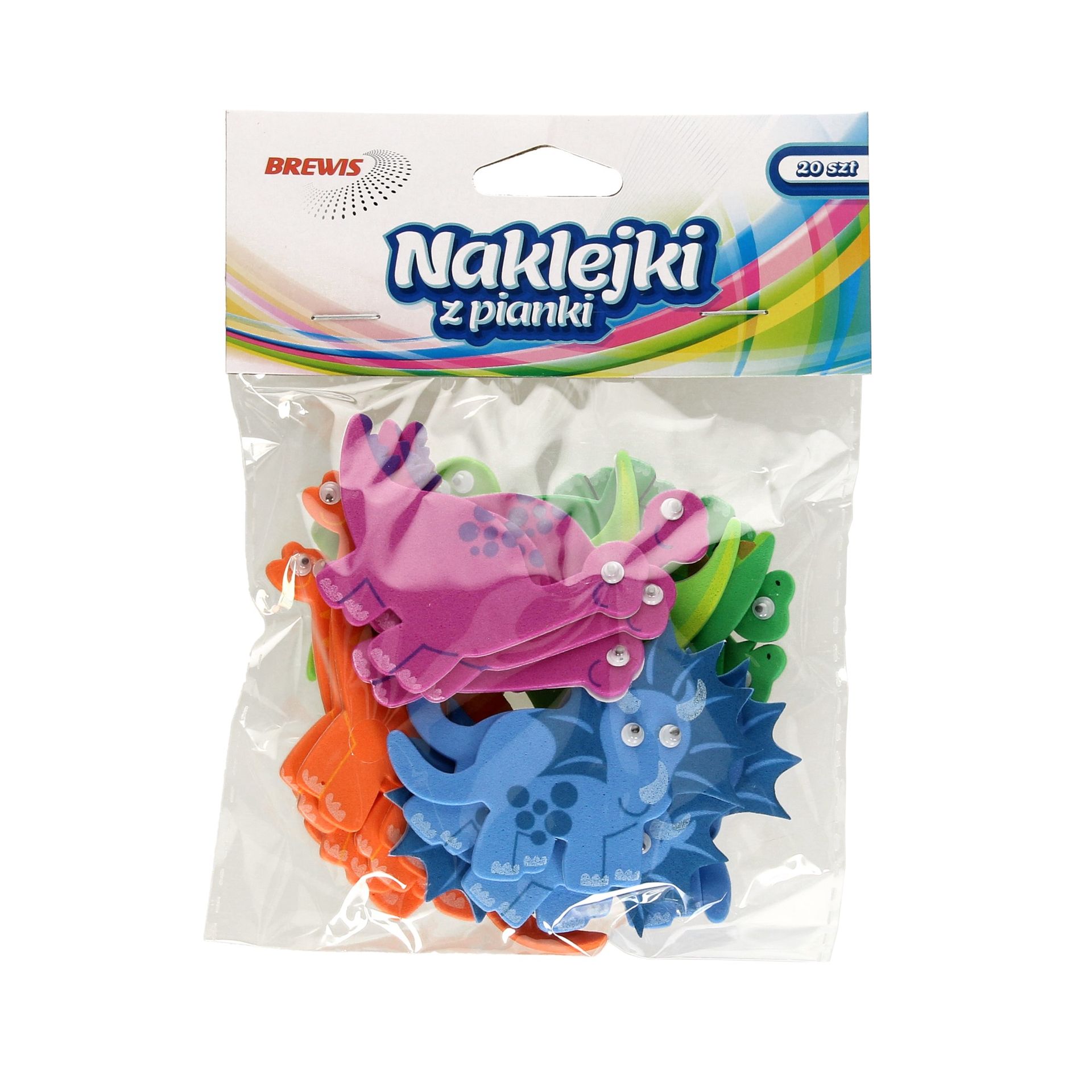 Naklejka ozdobna pianki (20) Dinozaury Brewis PVC50