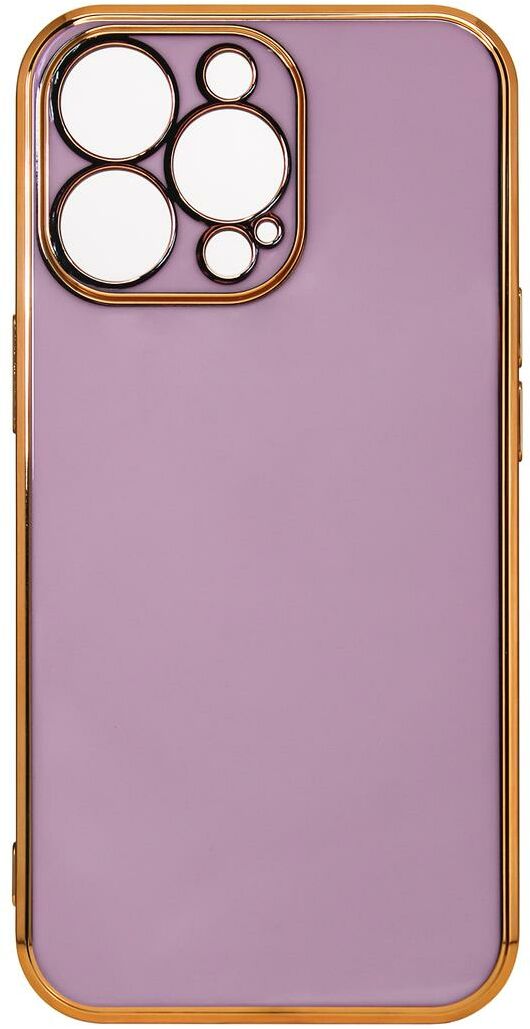 Lighting Color Case etui do iPhone 12 Pro Max żelowy pokrowiec ze złotą ramką fioletowy