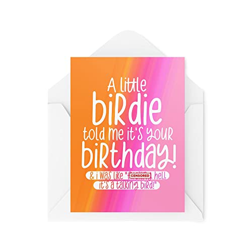 Śmieszne nowości kartki z życzeniami | A Little Birdie Told Me It's Your Birthday | Urodzinowy brat siostra tata mama najlepszy przyjaciel zabawny żart | CBH1226