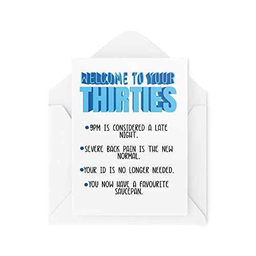 Śmieszne nowości kartki okolicznościowe | Welcome To Your Thirties | Urodziny 30-letniego przekomarzania się z najlepszym przyjacielem zabawny żart | CBH1251