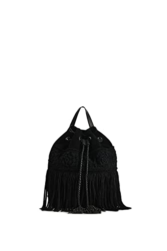 Desigual Damski plecak Crochet Leather JAGU medium, czarny, rozmiar uniwersalny, czarny, jeden rozmiar