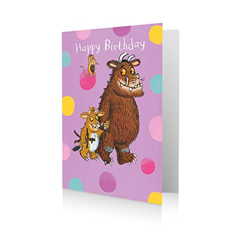 Oficjalna kartka urodzinowa 'The Gruffalo', fioletowa kartka 'Happy Birthday'