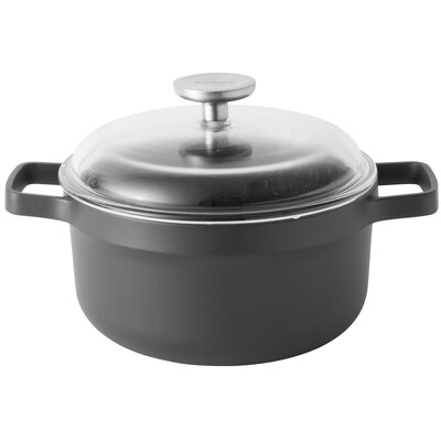 BergHOFF Gem garnek do gotowania z pokrywką szklaną, powłoka zapobiegająca przywieraniu, przeznaczony do płyt indukcyjnych, 20 cm, czarna 2307309