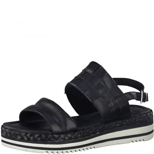 MARCO TOZZI Sandały damskie 2-28729-28 skórzane, czarny - Black Antic - 40 EU