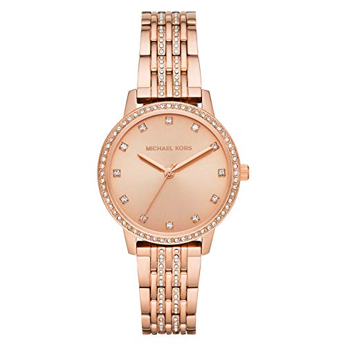 Michael Kors Damski zegarek Melissa z trzema wskazówkami ze stali nierdzewnej, rozmiar koperty 36 mm, pasek ze stali nierdzewnej, Różowe złoto, MK4369