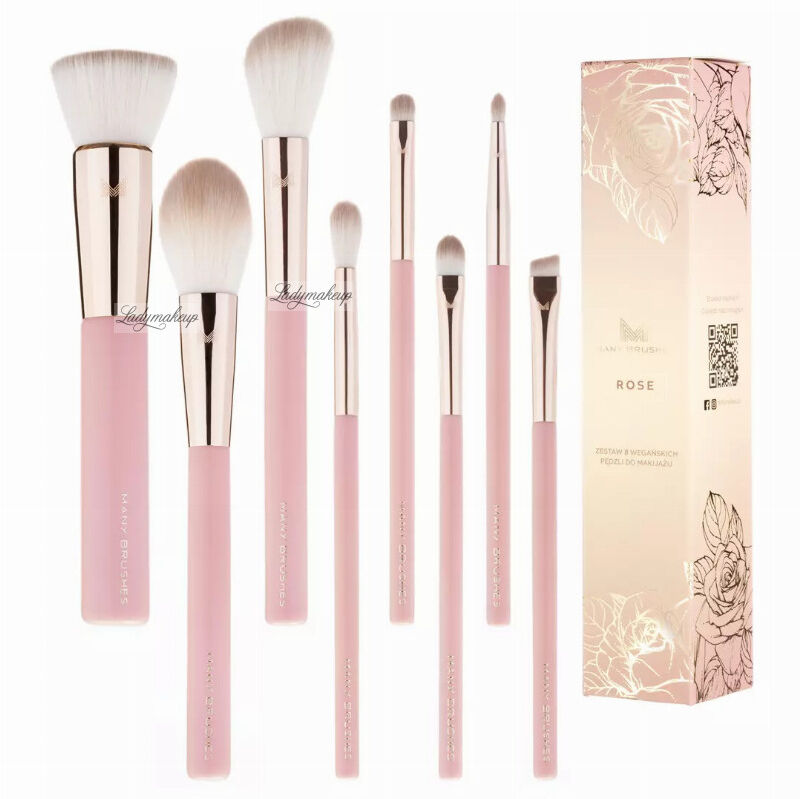 Many Beauty - Many Brushes - Zestaw 8 wegańskich pędzli do makijażu - Rose