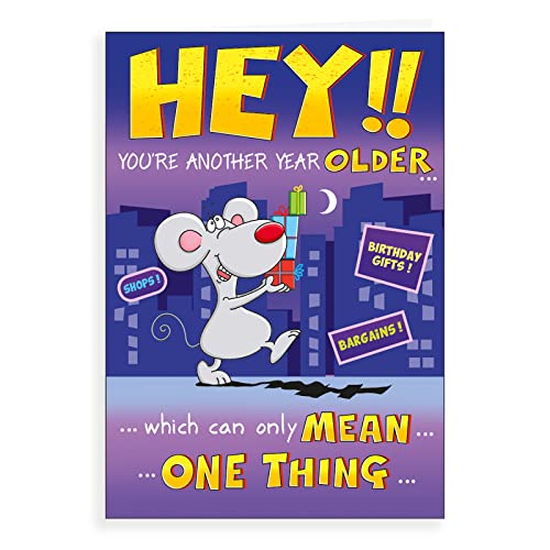 Humor zabawna kartka urodzinowa mysz Hey older - 18 x 12,7 cm - Regal Publishing