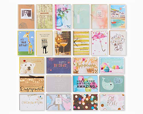 American Greetings 24 sztuki na wszystkie okazje zestaw kart okolicznościowych premium na ślub, urodziny, gratulacje, przyjaźń, sympatia, baby shower, podziękowanie